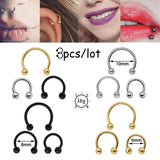3PC Hoop Nose Ring Lip Septum Tragus Cartilage Earring Eyebrow Body Jewelry 16G