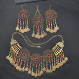 Vintage Indian Afghan Jewelry Set with Hairband, Necklace, Earrings