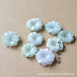 Natural Jade Emerald 18mm Flower Pendant DIY Bangle Charm