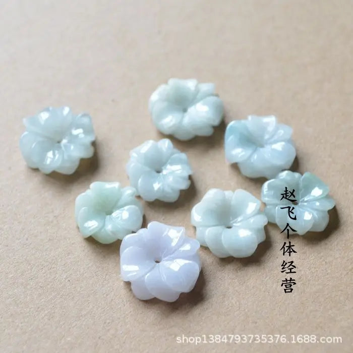Natural Jade Emerald 18mm Flower Pendant DIY Bangle Charm