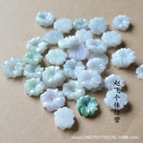 Natural Jade Emerald 18mm Flower Pendant DIY Bangle Charm