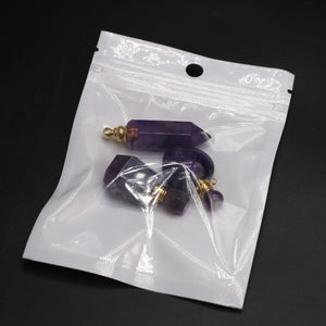 3PC Natural Stone Amethyst Perfume Bottle Pendant for Jewelry Making