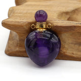 3PC Natural Stone Amethyst Perfume Bottle Pendant for Jewelry Making