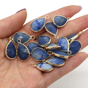 3PC Aventurine Quartz Faceted Pendants Water Drop Shape for Jewelry Making