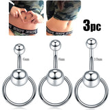 3PC Steel Navel Piercing Sexy Belly Piercing Ombligo Belly Button Rings Nombril