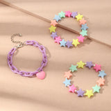 3PC/SET Acrylic Stars Heart Charms Bracelet Bangles for Women Girls Birthday