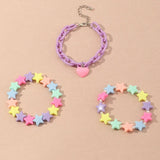 3PC/SET Acrylic Stars Heart Charms Bracelet Bangles for Women Girls Birthday
