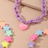 3PC/SET Acrylic Stars Heart Charms Bracelet Bangles for Women Girls Birthday