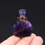 Fluorite Stone Heart Perfume Bottle Pendant for Jewelry Making DIY Necklace
