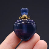 Fluorite Stone Heart Perfume Bottle Pendant for Jewelry Making DIY Necklace