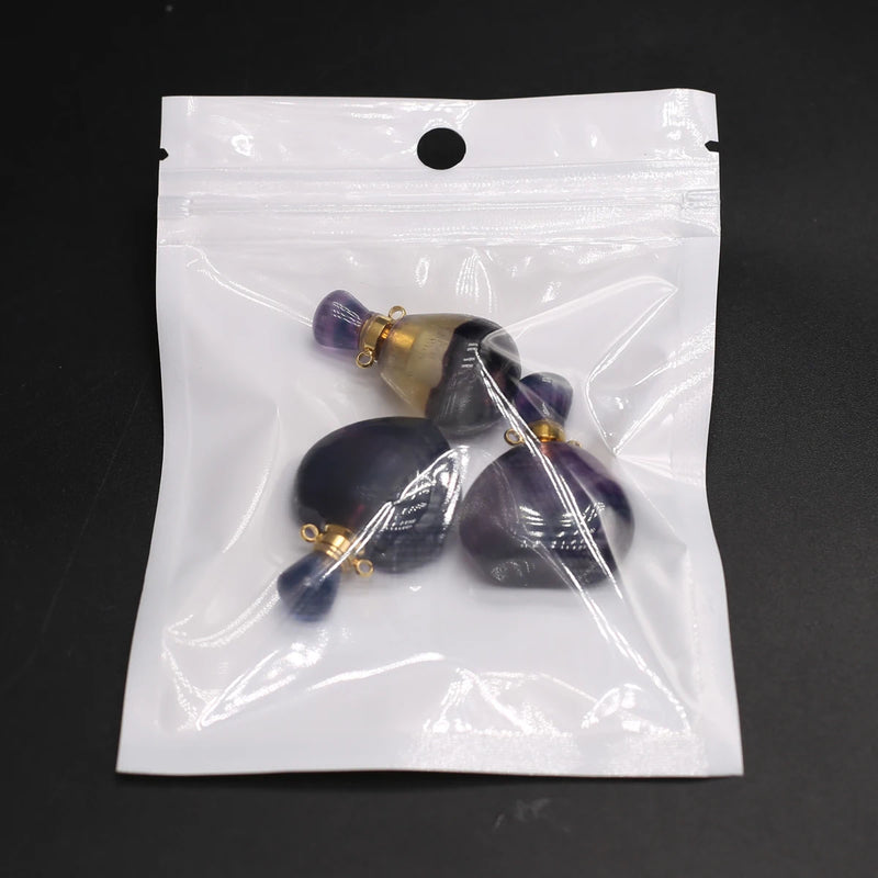 Fluorite Stone Heart Perfume Bottle Pendant for Jewelry Making DIY Necklace