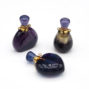 Fluorite Stone Heart Perfume Bottle Pendant for Jewelry Making DIY Necklace
