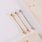 3PCS 14G Industrial Scaffold Barbell Zircon Cartilage Earrings