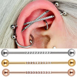3PCS 14G Industrial Scaffold Barbell Zircon Cartilage Earrings