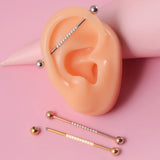 3PCS 14G Industrial Scaffold Barbell Zircon Cartilage Earrings