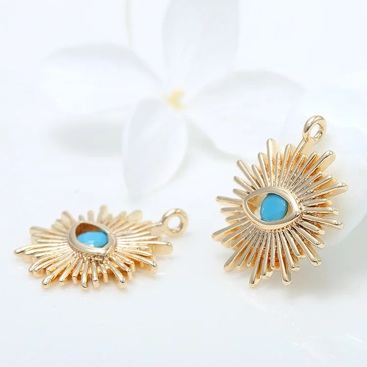 3PCS 14K Brass Eye Charm Pendants DIY Jewelry Making Findings