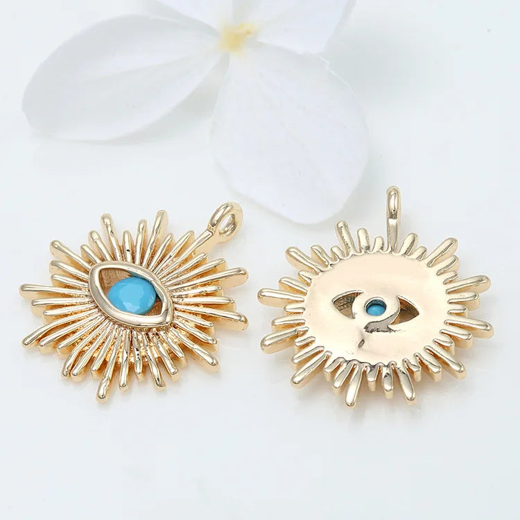 3PCS 14K Brass Eye Charm Pendants DIY Jewelry Making Findings