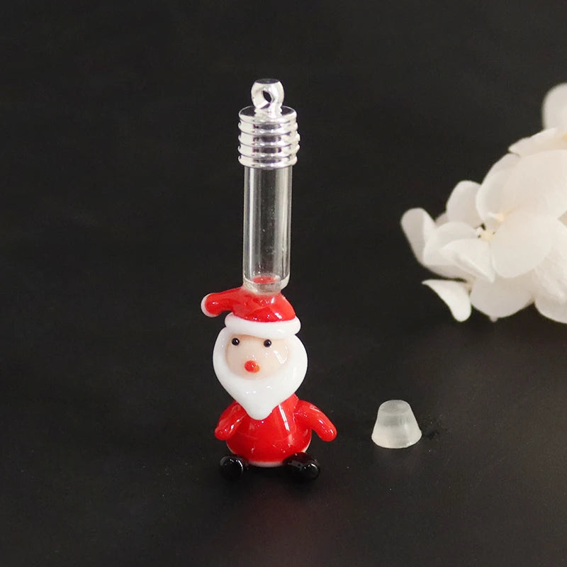 3PCS 6MM Christmas Glass Vials Pendant Name On Rice Art Wishing Bottle