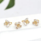 3PCS 7x9MM 14K Gold Plated Brass Flower Charms Pendants