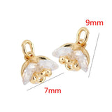 3PCS 7x9MM 14K Gold Plated Brass Flower Charms Pendants