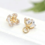 3PCS 7x9MM 14K Gold Plated Brass Flower Charms Pendants
