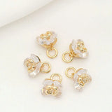 3PCS 7x9MM 14K Gold Plated Brass Flower Charms Pendants