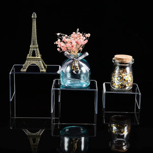 3PCS Acrylic Riser Set Clear Display Risers Jewelry Stand Accessories