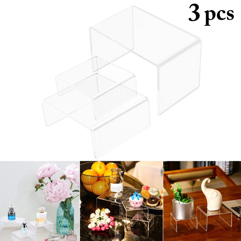 3PCS Acrylic Riser Set Clear Display Risers Jewelry Stand Accessories