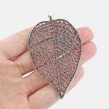 3PCS Antique Bronze Large Filigree Leaves Leaf Charm Pendant for Necklace