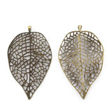 3PCS Antique Bronze Large Filigree Leaves Leaf Charm Pendant for Necklace