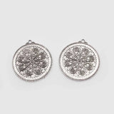 3PCS Antique Carved Flower Round Charms Pendant Jewelry Findings 52x47mm