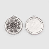 3PCS Antique Carved Flower Round Charms Pendant Jewelry Findings 52x47mm