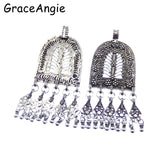 3PCS Antique Silver Tassel Necklace Earrings Charms