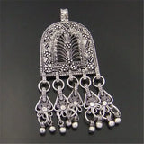 3PCS Antique Silver Tassel Necklace Earrings Charms