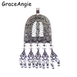3PCS Antique Silver Tassel Necklace Earrings Charms