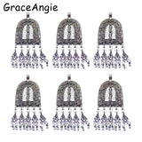 3PCS Antique Silver Tassel Necklace Earrings Charms