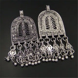 3PCS Antique Silver Tassel Necklace Earrings Charms