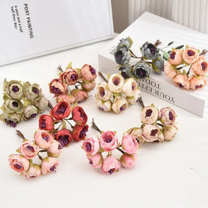 3PCS Silk Tea Roses Buds for DIY Wedding Bouquet