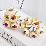 3PCS Silk Tea Roses Buds for DIY Wedding Bouquet