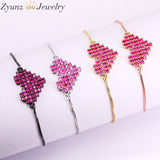 3PCS Rose CZ Bracelets & Bangles Charm Zirconia Copper Chain Women Jewelry