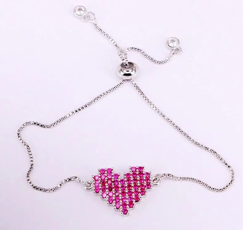 3PCS Rose CZ Bracelets & Bangles Charm Zirconia Copper Chain Women Jewelry