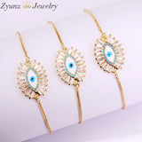 3PCS Eye Shell CZ Micro Pave Bracelets Copper Chain Women Jewelry
