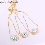 3PCS Eye Shell CZ Micro Pave Bracelets Copper Chain Women Jewelry