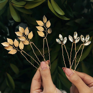 3PCS Leaf Hair Pins for Women Bride Headpiece Headdress