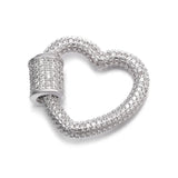 3PCS CZ Micro Pave Crystal Zirconia Clasp Lock Carabiner Pave Lock Heart Shaped
