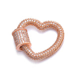 3PCS CZ Micro Pave Crystal Zirconia Clasp Lock Carabiner Pave Lock Heart Shaped