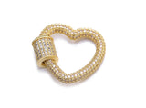 3PCS CZ Micro Pave Crystal Zirconia Clasp Lock Carabiner Pave Lock Heart Shaped