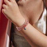 3PCS Crystal Charm Bracelet Set Leaf Pendant Spacer Bead Bracelet