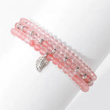 3PCS Crystal Charm Bracelet Set Leaf Pendant Spacer Bead Bracelet