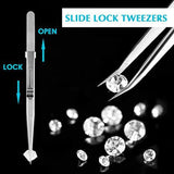 3PCS Diamond Jewelry Tweezers With Slot Clamping